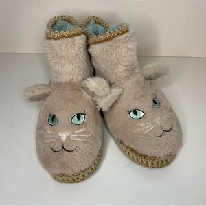 MUK LUKS Womens Tan Brown KITTY CAT Slipper Faux Fur Bootie Size 6